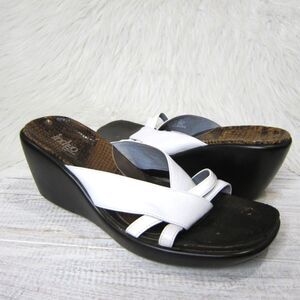 Clarks Indigo White Aria Wedge Heel Sandals Women's size 9.5 M